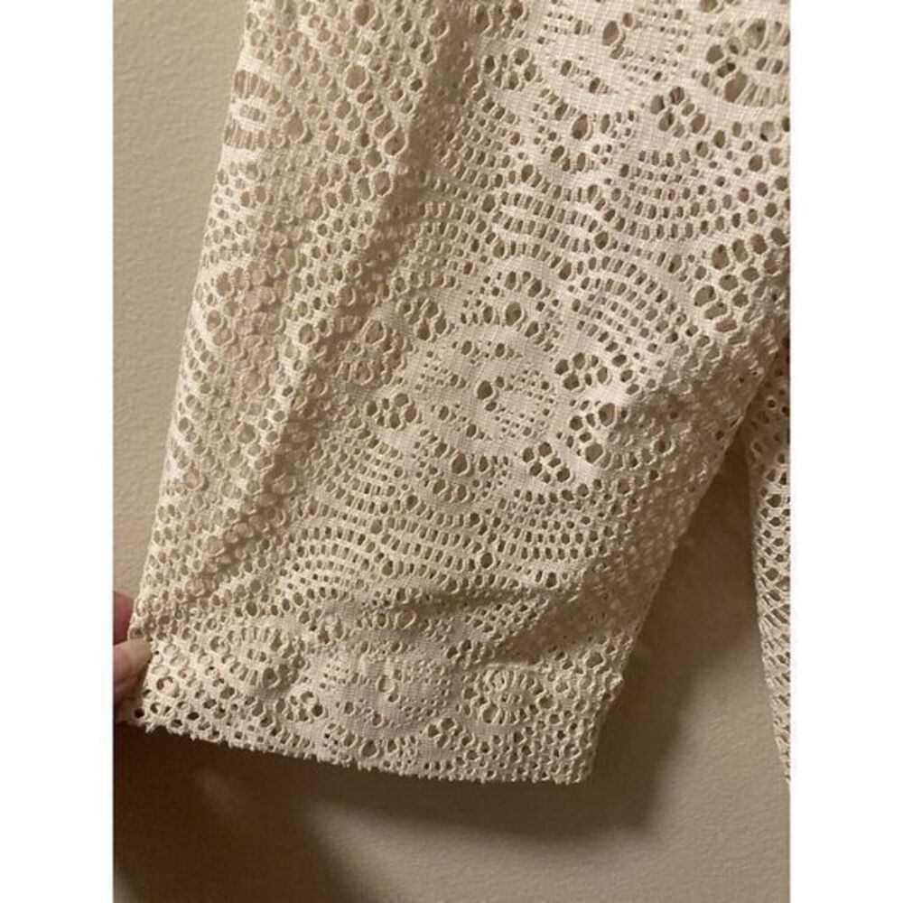 Valerie Stevens Ivory Overlay Lace Cardigan Crochet Fringe Size L Boho Cowgirl - Picture 4 of 7